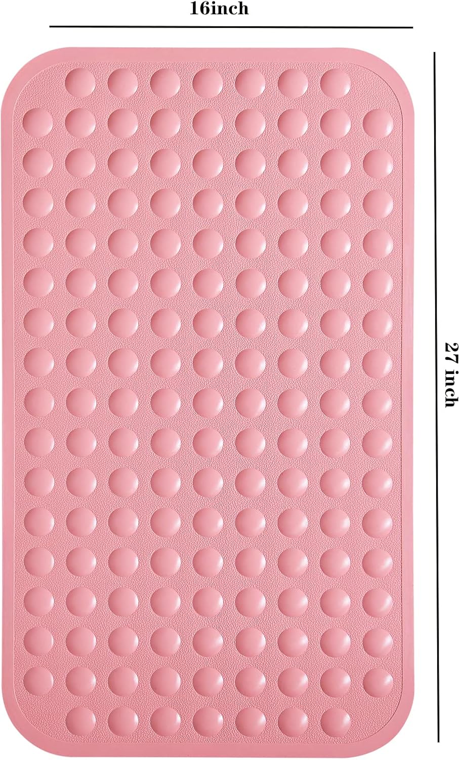 Bathtub Mat Non Slip Bath Mat for Tub Silicone Soft Bath Tub Mat Non Slip Shower Mats, Suction Cups Bath Tub Anti Slip Matt for Family Use, Machine Washable - Pink