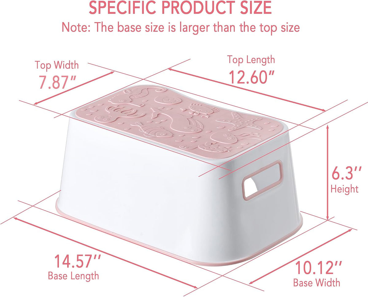 Step Stool for Kids, Cute Design Toddler Kids Step Stool for Kitchen Bathroom and Toilet Potty Training, Sturdy and Lightweight Non-Skid Safety Foot Stool (Pink)