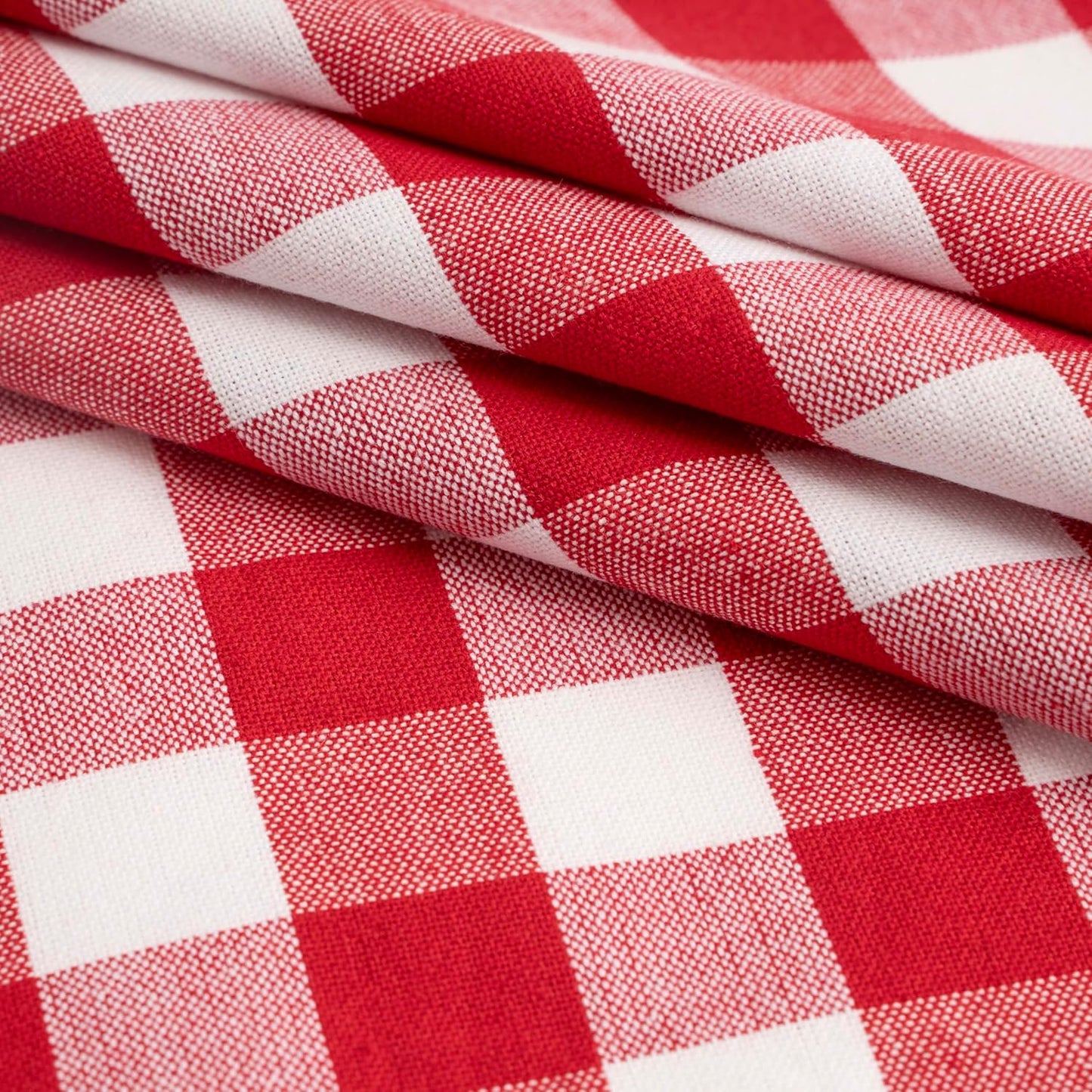 Blue Needles Gingham Buffalo Plaid Cloth Napkins 100% Cotton Set of 12 Dinner Table Napkins 18x18 inch Soft, Reusable, Washable Perfect for Spring Summer Easter & Everyday Use - Red & White