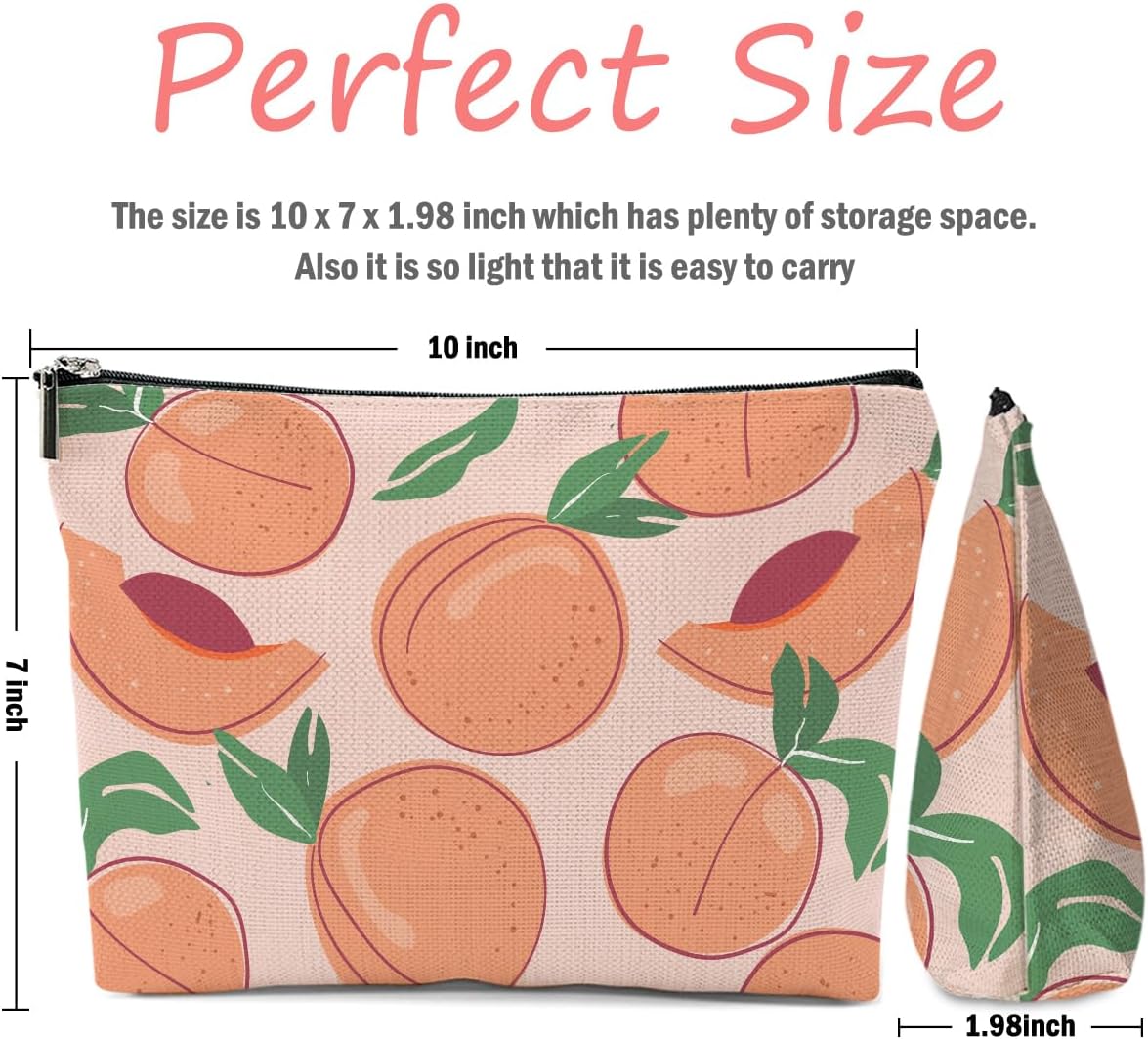 Aesthetic Peach Makeup Bag, Peach Gifts Cosmetic Bag Fruit Travel Pouch