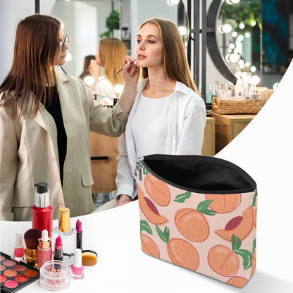 Aesthetic Peach Makeup Bag, Peach Gifts Cosmetic Bag Fruit Travel Pouch