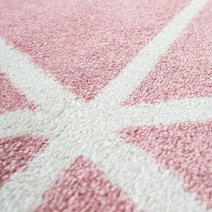 Modern Pink Area Rug for Living Room with Geometric Pattern - Stella Collection, Size: 5'3" x 7'3"
