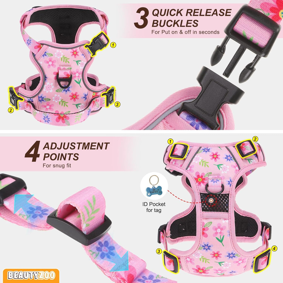 No Pull Dog Harness and Leash Set, Step in Puppy Pet Vest, Medium