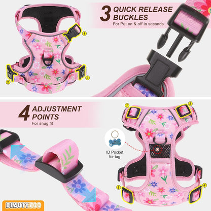 No Pull Dog Harness and Leash Set, Step in Puppy Pet Vest, Medium