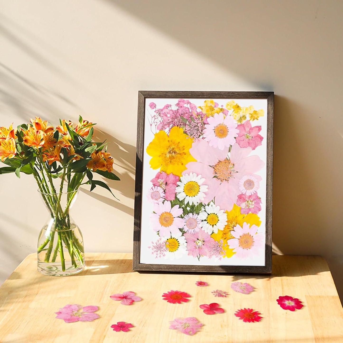 30Pcs Dried Pressed Flowers Bulk Dried Flowers for Crafts, Dry Flowers for Resin Molds DIY Scrapbooking Candle Jewellery Making (Pink)