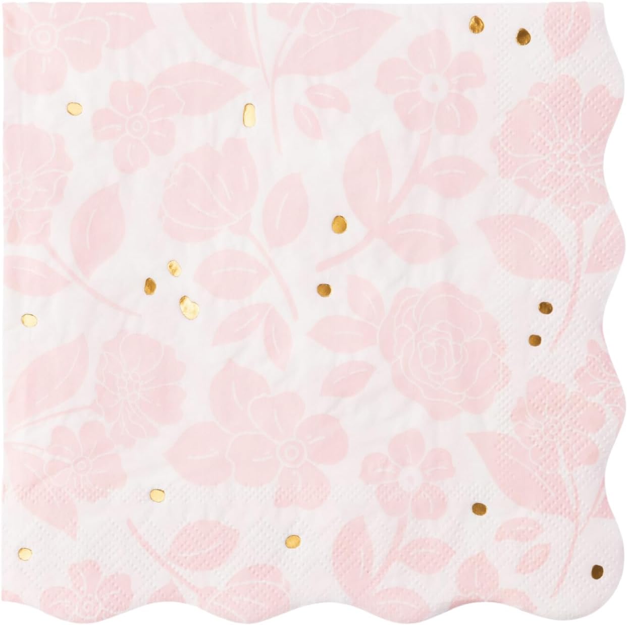 Pink Floral Paper Party Napkins | Disposable, 3-Ply Napkins | Gold Foil | Premium Large Lunch Size | Premium Party Supplies & Decorations | Holidays & Birthday Parties | Pack of 20, 6.5"