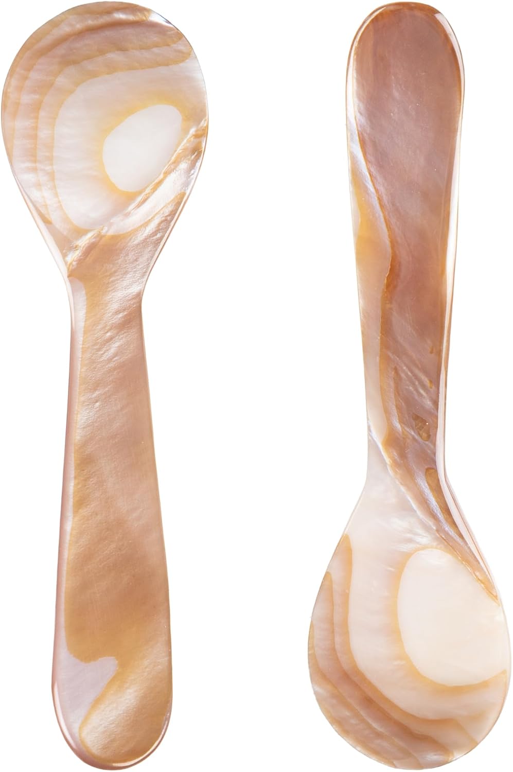 Pink Caviar Spoons | Mother of Pearl | Round Handle Hand Crafted | Ice Cream Coffee Kitchen, Restaurant Catering Serving, Wedding, Party, Event Favors & Gifts | 3.54", 9 cm | 2-Pack