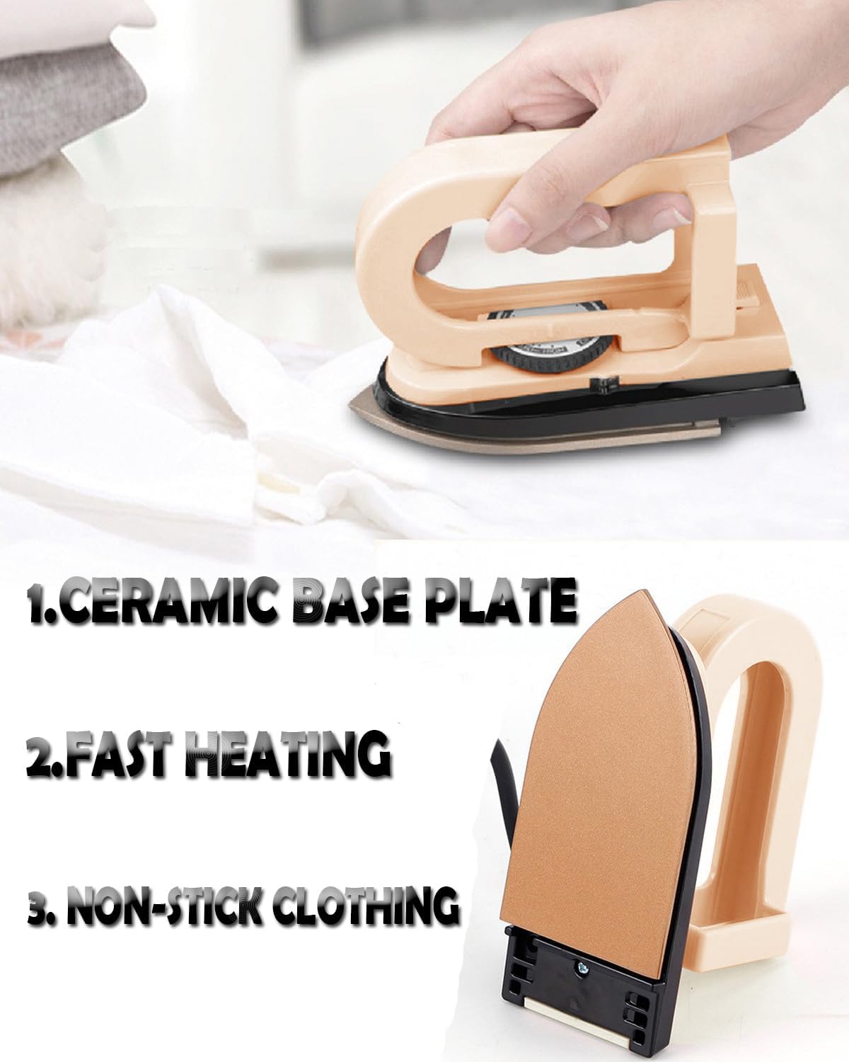 Mini Dry Iron for Clothes, 0.8lb Dual Voltage Travel Iron, Pink