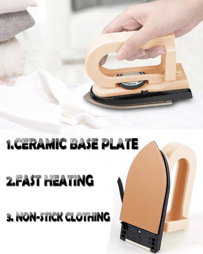 Mini Dry Iron for Clothes, 0.8lb Dual Voltage Travel Iron, Pink