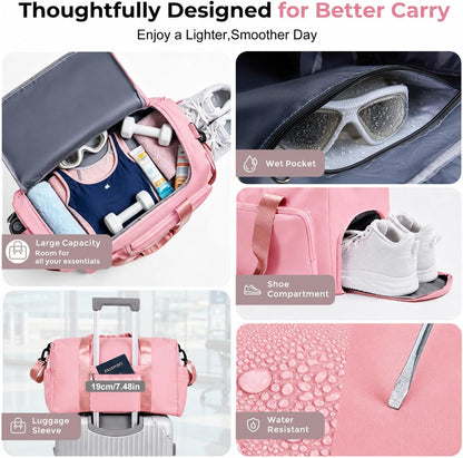Women's Gym Duffle Bag with Shoes Compartment, 30L Capacity, Ideal for Travel, Gym, Sports, Duffel, Weekender