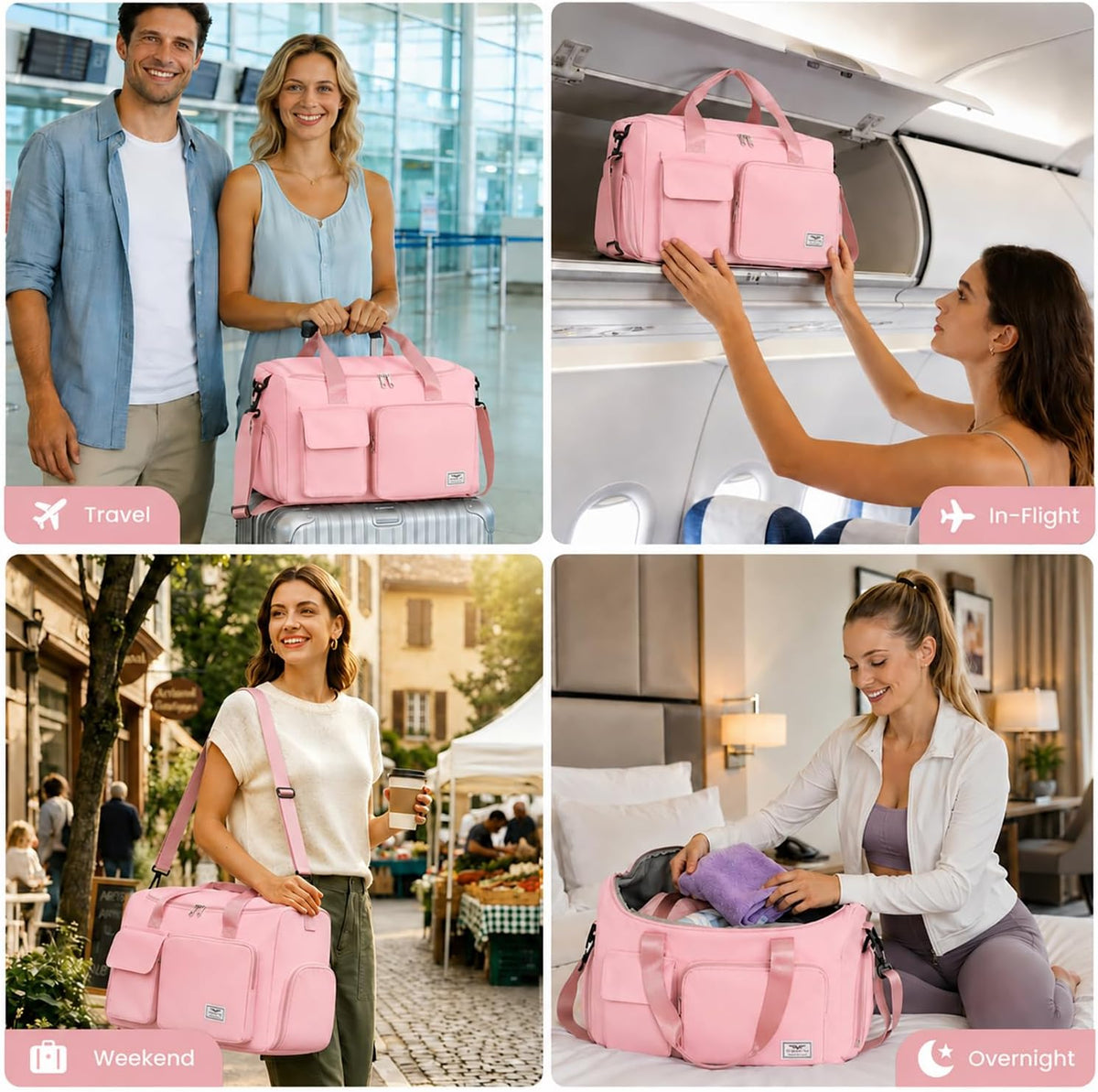 Women's Gym Duffle Bag with Shoes Compartment, 30L Capacity, Ideal for Travel, Gym, Sports, Duffel, Weekender