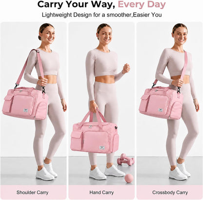 Women's Gym Duffle Bag with Shoes Compartment, 30L Capacity, Ideal for Travel, Gym, Sports, Duffel, Weekender