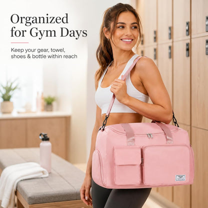 Women's Gym Duffle Bag with Shoes Compartment, 30L Capacity, Ideal for Travel, Gym, Sports, Duffel, Weekender