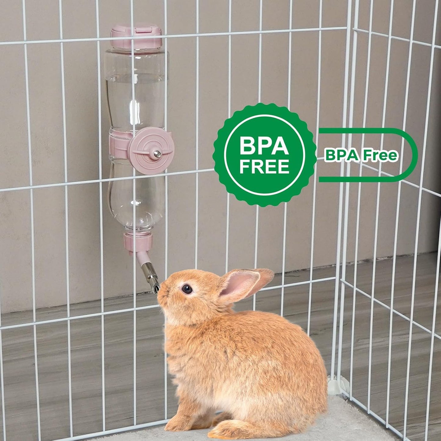 VANNON 17oz Small Animal Water Dispenser for Crate, Parrots Water Bottle for Cage, Chewproof Pet Water Bottle for Rabbits, Guinea Pigs, Ferrets, Chinchillas and Other Small Rodents, Top Fill, Pink