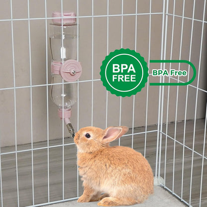 VANNON 17oz Small Animal Water Dispenser for Crate, Parrots Water Bottle for Cage, Chewproof Pet Water Bottle for Rabbits, Guinea Pigs, Ferrets, Chinchillas and Other Small Rodents, Top Fill, Pink