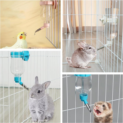 VANNON 17oz Small Animal Water Dispenser for Crate, Parrots Water Bottle for Cage, Chewproof Pet Water Bottle for Rabbits, Guinea Pigs, Ferrets, Chinchillas and Other Small Rodents, Top Fill, Pink