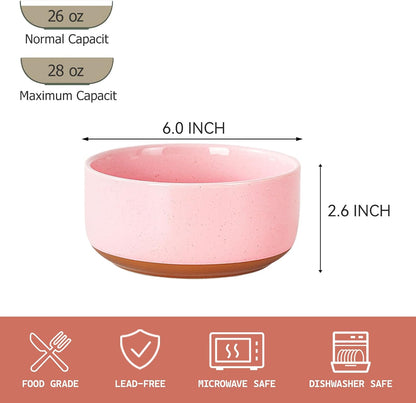 6 Inch Ceramic Cereal Bowls Set of 4, 28oz