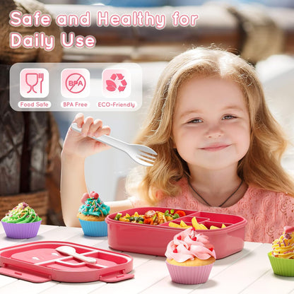 Bento Box, 44oz 4 Compartment Lunch Container with Cutlery for Kid/Adult