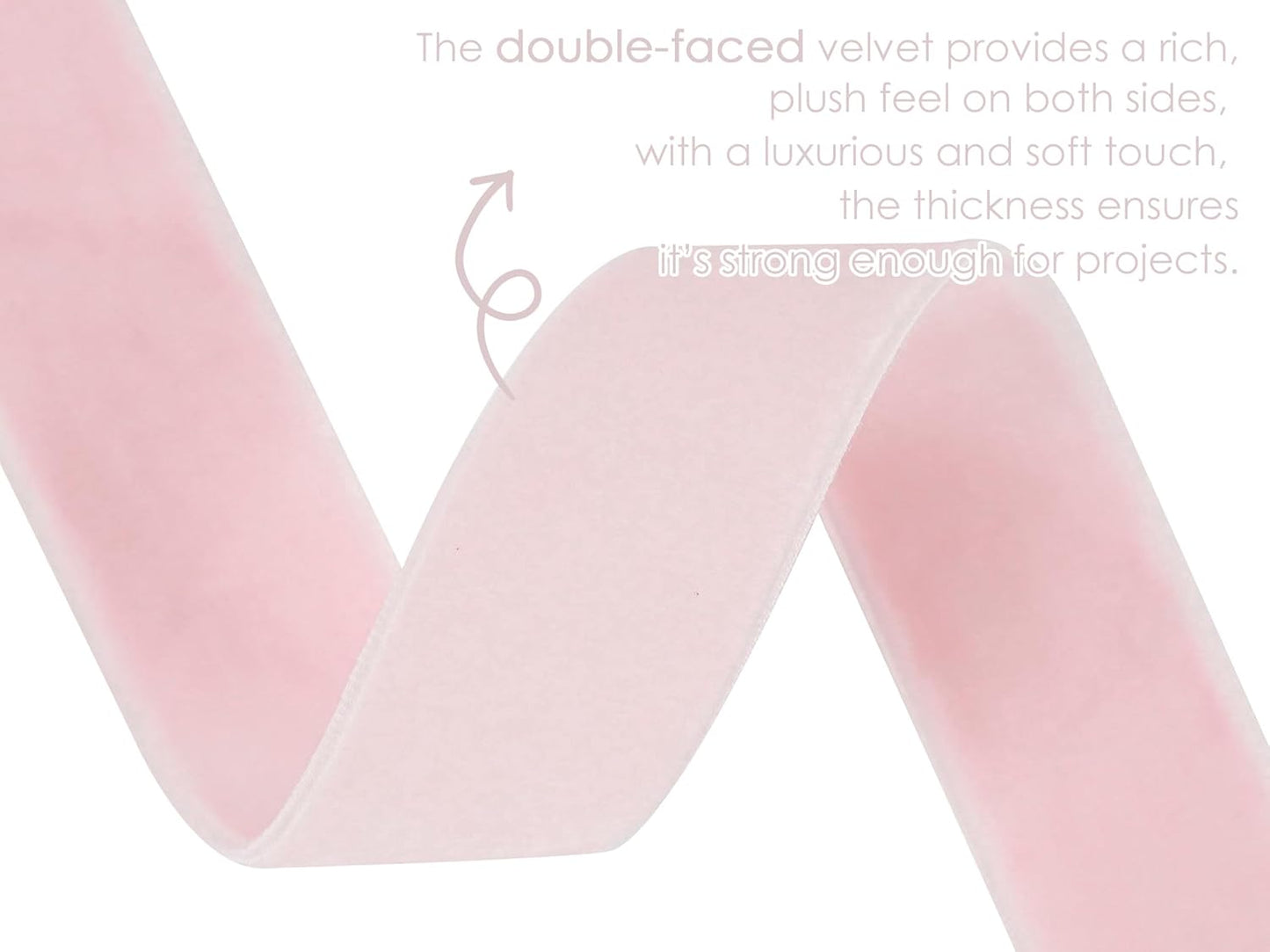 Pink Velvet Ribbon 1 inch Double Face Thick Velvet Ribbon Light Pink Ribbons for Gift Wrapping, Christmas Tree Ornaments, Wreath Decor, Bows, Crafts, Wedding Decor- 10 Yards
