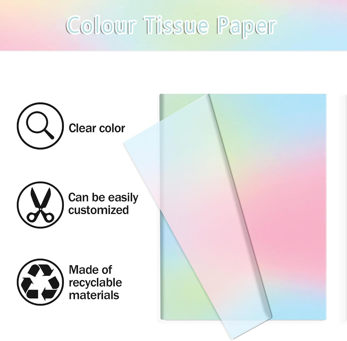 60 Sheets Gradient Rainbow Tissue Paper, 20x14 Pink Gradient Rainbow Tie Dye Styled Gift Wrapping Paper forIY Art Craft Gay Pride Party Bags Birthday Wedding Party Decor Supplies (A)