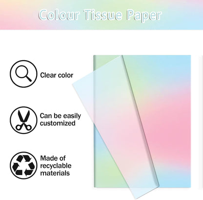 60 Sheets Gradient Rainbow Tissue Paper, 20x14 Pink Gradient Rainbow Tie Dye Styled Gift Wrapping Paper forIY Art Craft Gay Pride Party Bags Birthday Wedding Party Decor Supplies (A)