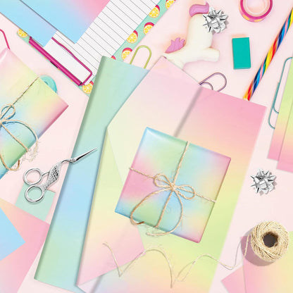 60 Sheets Gradient Rainbow Tissue Paper, 20x14 Pink Gradient Rainbow Tie Dye Styled Gift Wrapping Paper forIY Art Craft Gay Pride Party Bags Birthday Wedding Party Decor Supplies (A)