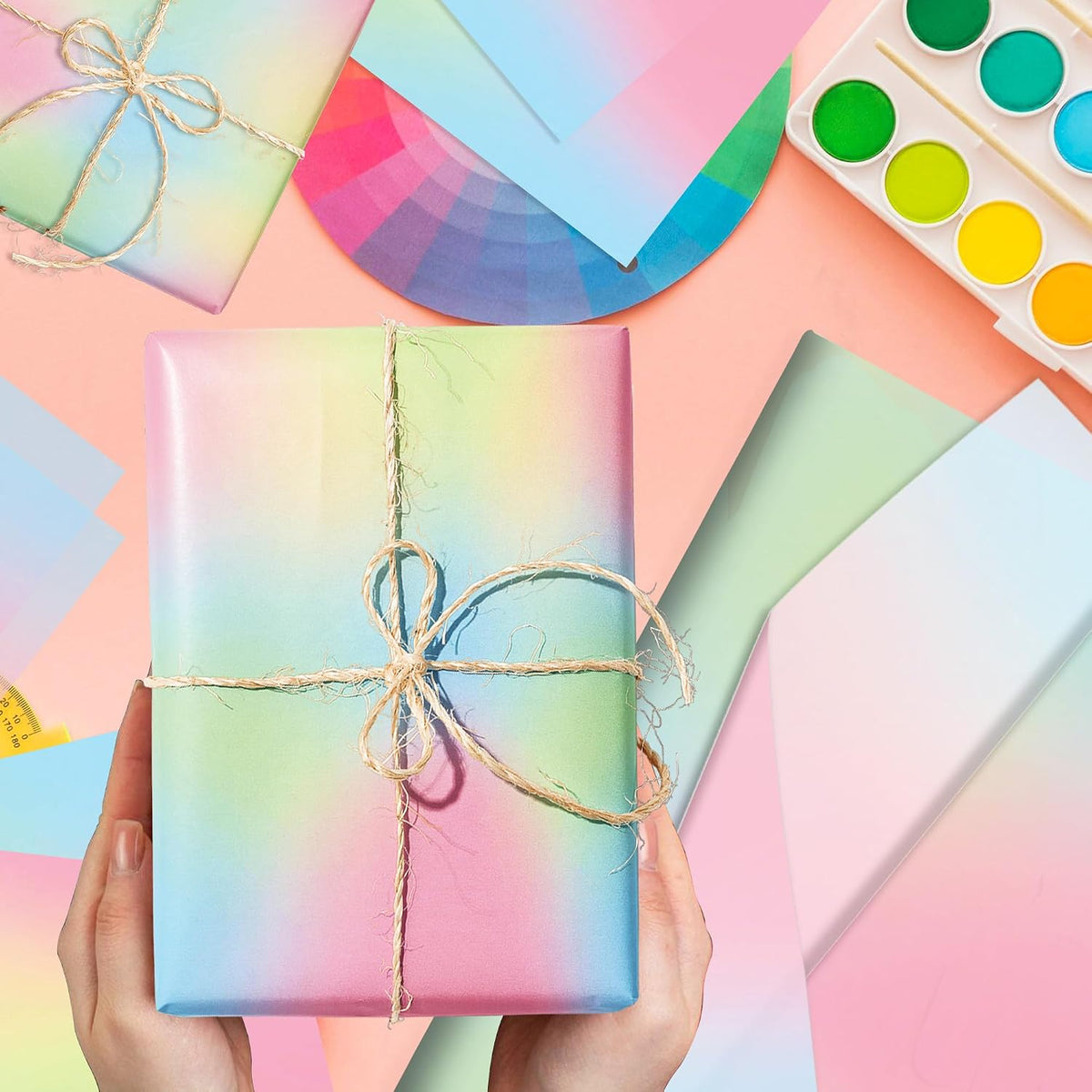 60 Sheets Gradient Rainbow Tissue Paper, 20x14 Pink Gradient Rainbow Tie Dye Styled Gift Wrapping Paper forIY Art Craft Gay Pride Party Bags Birthday Wedding Party Decor Supplies (A)