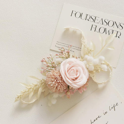 Artificial Boutonniere and Corsage Set 2 Pieces, Light Pink (Y1-C)