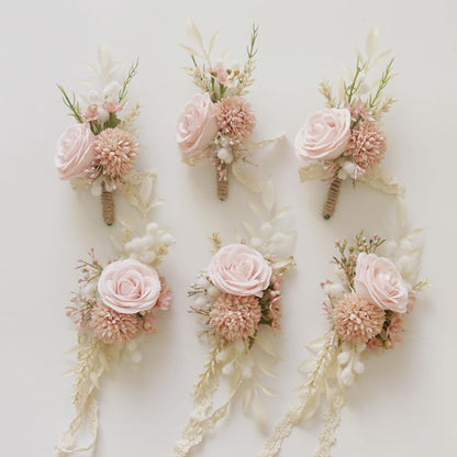Artificial Boutonniere and Corsage Set 2 Pieces, Light Pink (Y1-C)