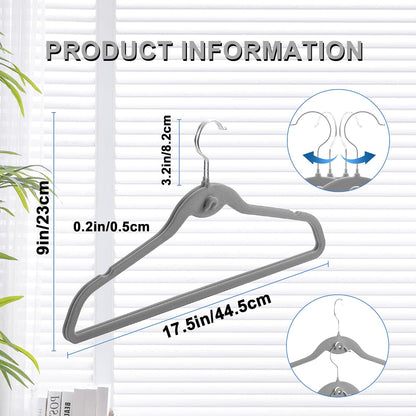 Multi-Color Velvet Hangers 50 Pack with Cascading Hooks, Non-Slip Black, Pink, White, Grey, and Purple Velvet Hangers for Clothes, Suits, and Coats