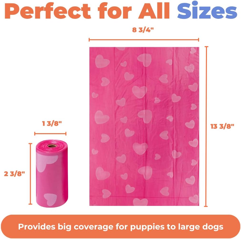 Best Pet Supplies Poop Bags for Dogs - Pink Heart, 150 Count