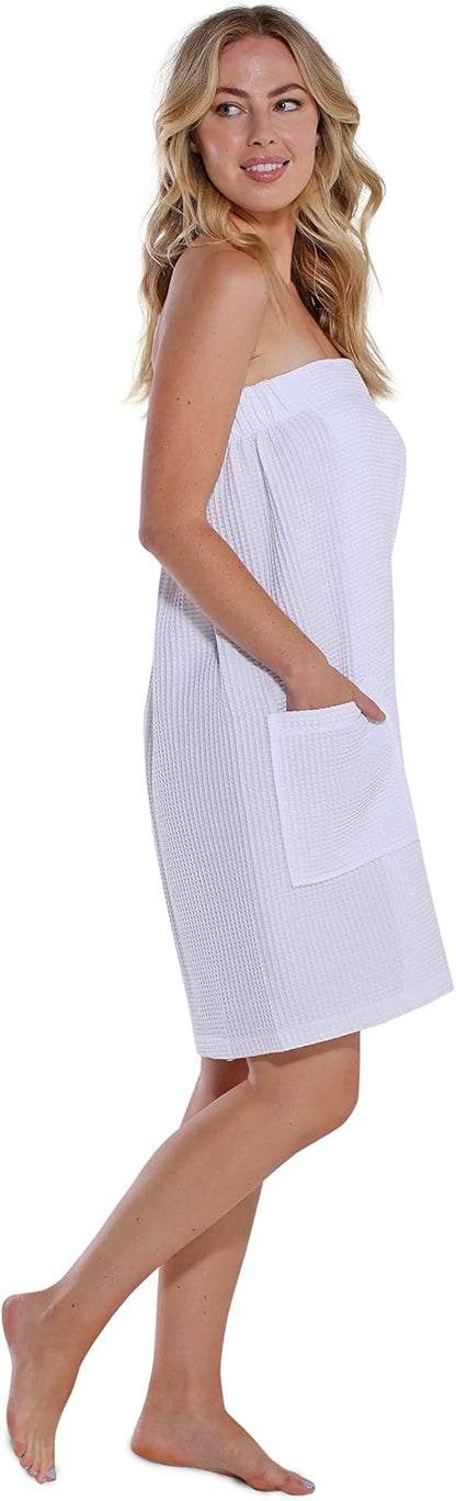 Lightweight Knee Length Waffle Robes For Women Spa Bath Waffle