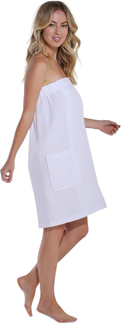 Lightweight Knee Length Waffle Robes For Women Spa Bath Waffle