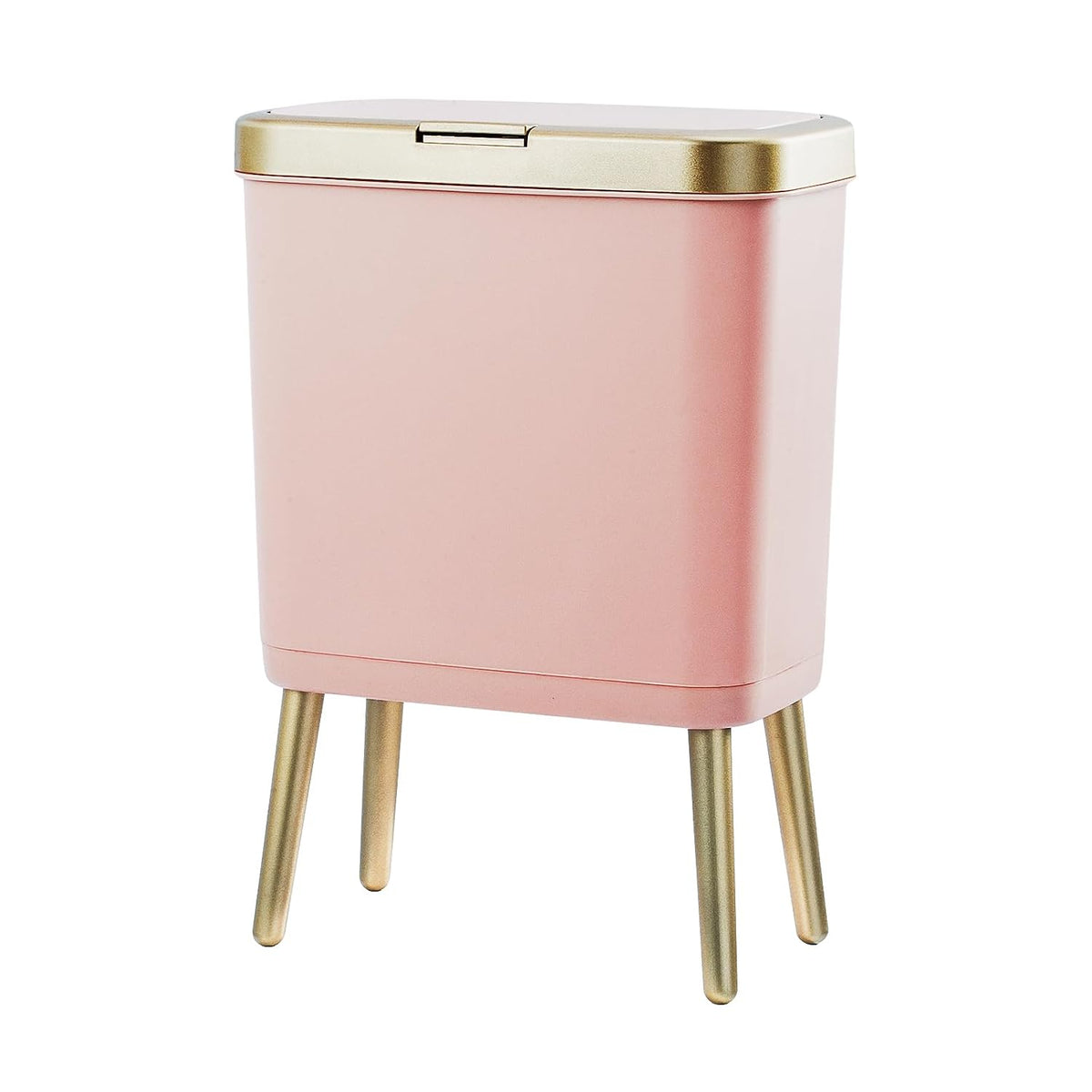 Procade Bathroom Trash Can with Lid,4 Gallon Gold and Pink Garbage Can,Slim