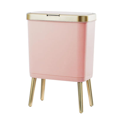 Procade Bathroom Trash Can with Lid,4 Gallon Gold and Pink Garbage Can,Slim