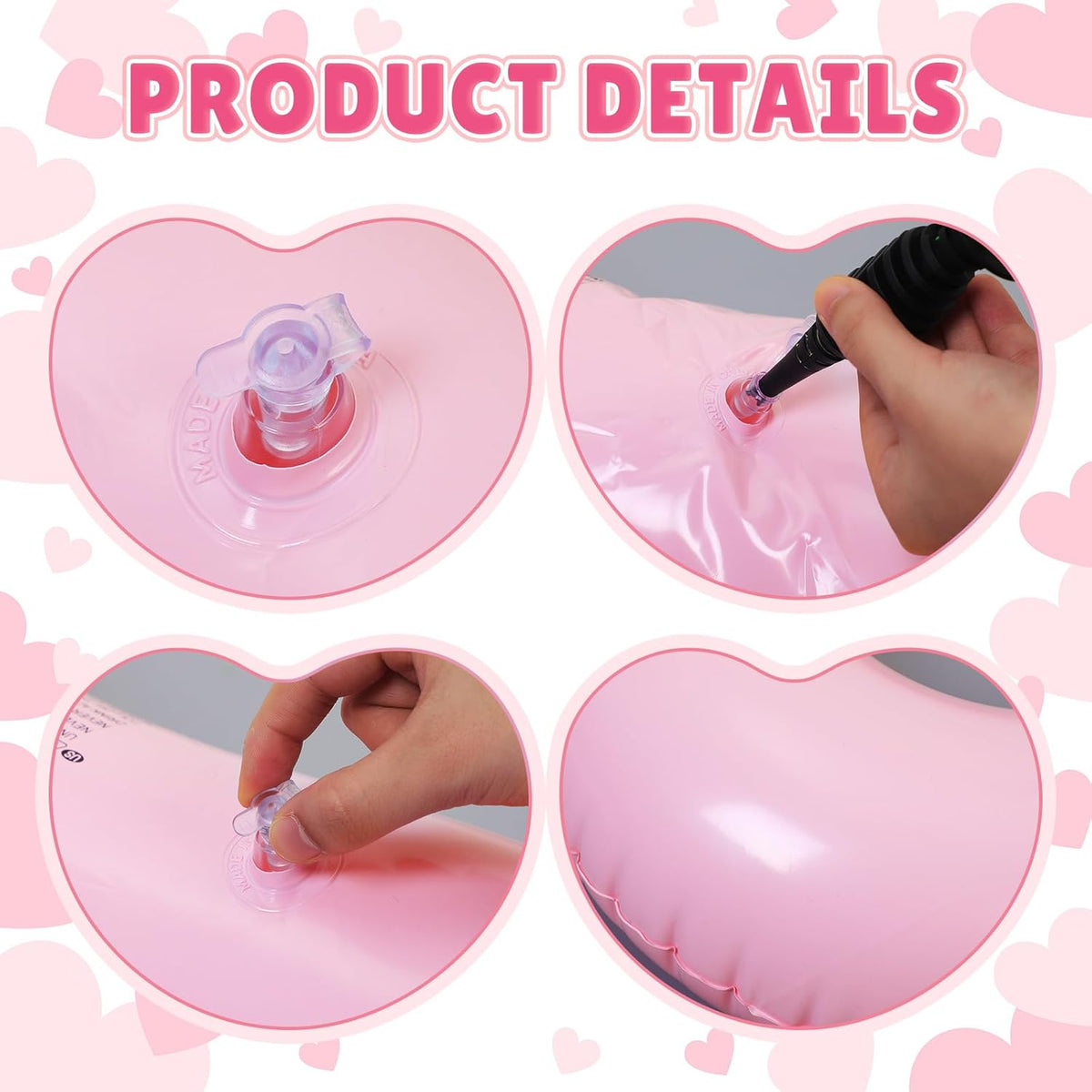 2 Pcs Heart Pool Float for Island Bachelorette Pool Party Decoration
