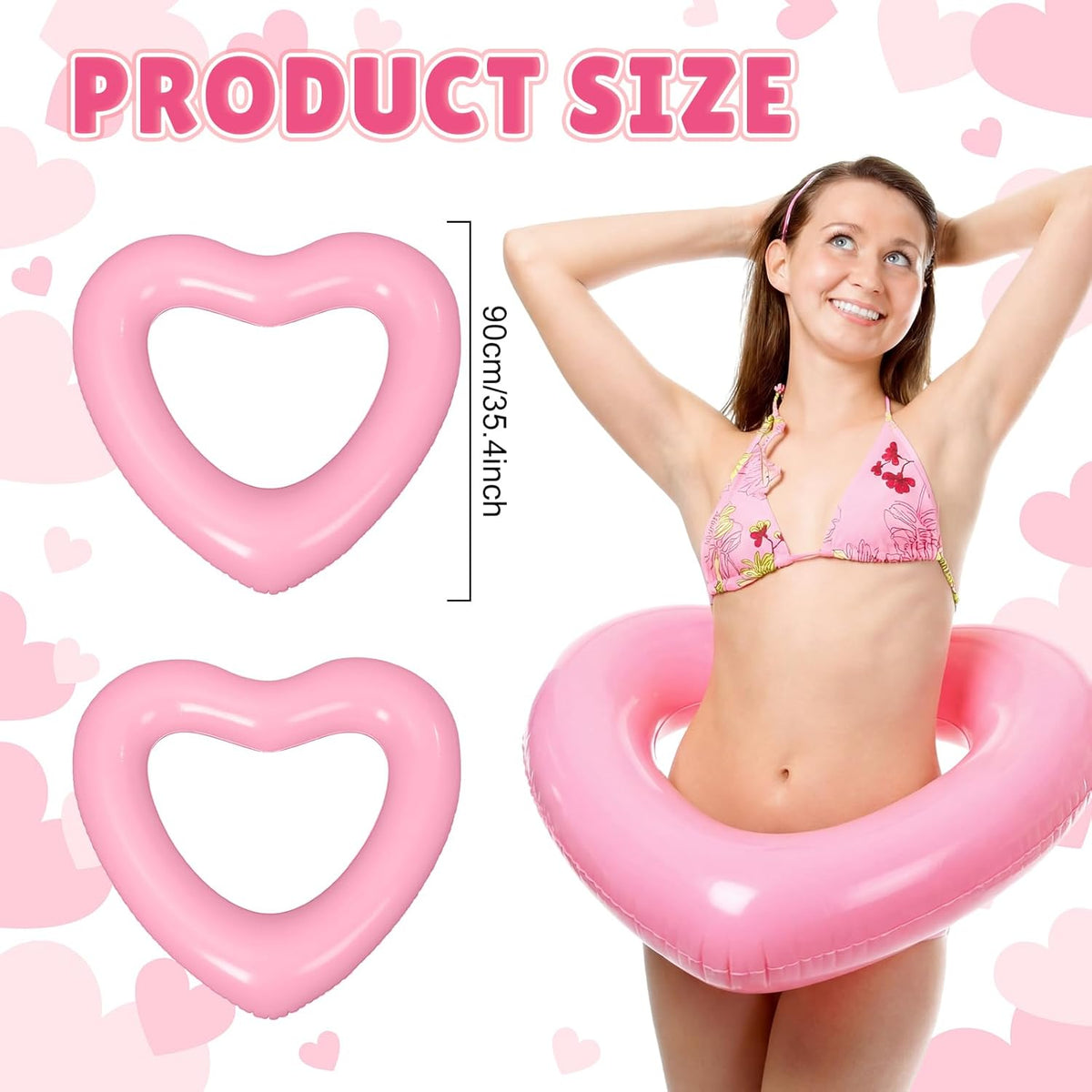 2 Pcs Heart Pool Float for Island Bachelorette Pool Party Decoration