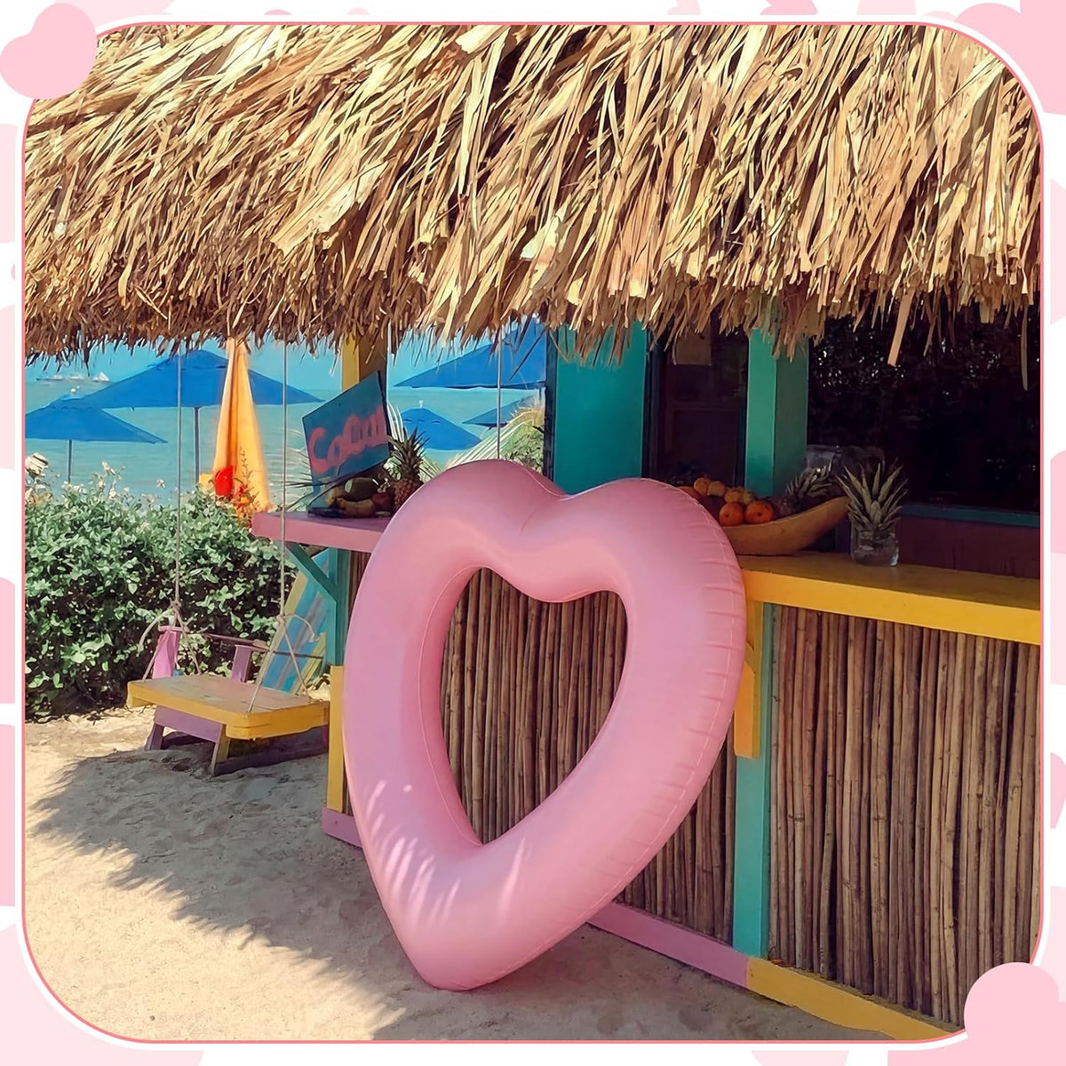 2 Pcs Heart Pool Float for Island Bachelorette Pool Party Decoration