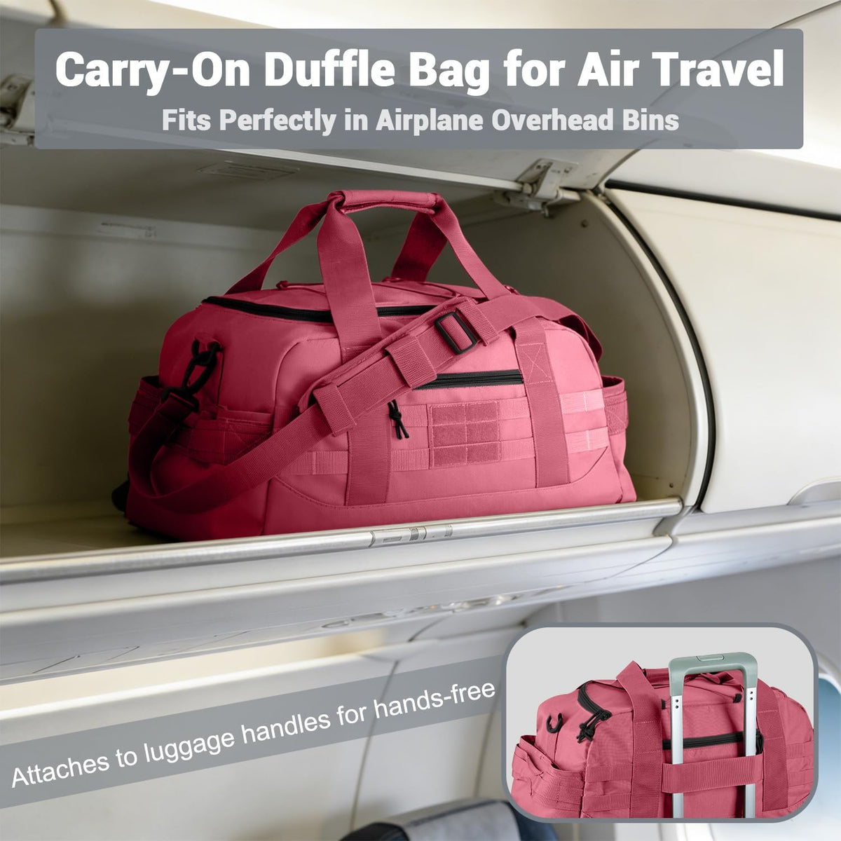 35L Large Duffle Bag, 3-in-1 Tactical Backpack MOLLE Pack for Sports/Gym/Outdoor, Pink