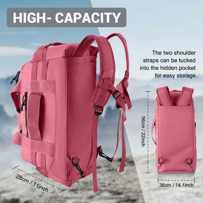 35L Large Duffle Bag, 3-in-1 Tactical Backpack MOLLE Pack for Sports/Gym/Outdoor, Pink