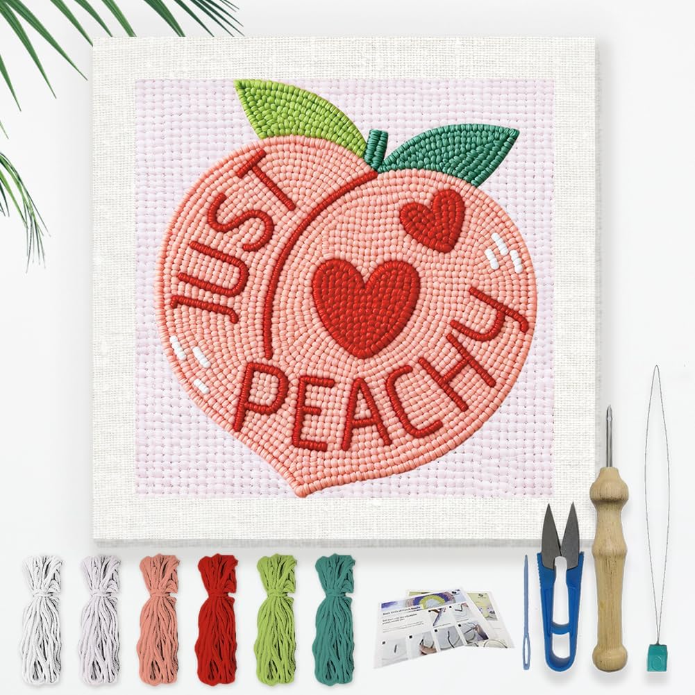 Just Peachy Peach Punch Needle Kit for Beginner 9.4" x 9.4"