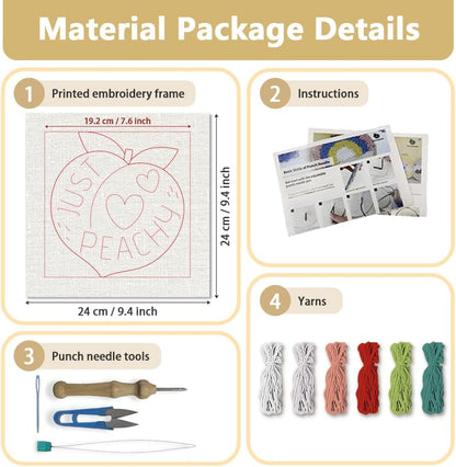 Just Peachy Peach Punch Needle Kit for Beginner 9.4" x 9.4"