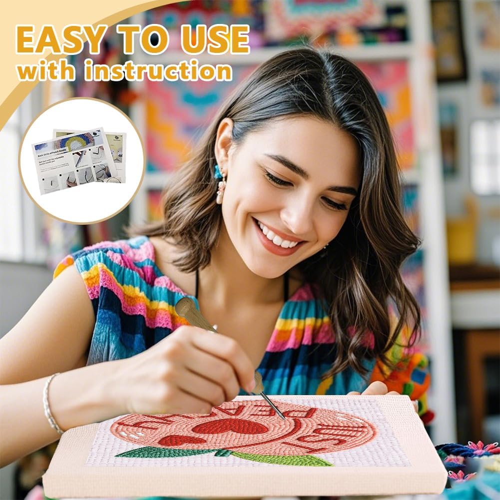 Just Peachy Peach Punch Needle Kit for Beginner 9.4" x 9.4"