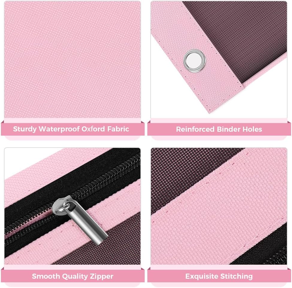 Pencil Pouch for 3 Ring Binder, 11"x9", 3 Pockets and Mesh Window