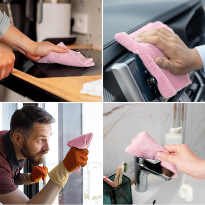Microfiber Cleaning Cloth Roll 45 Pack, 12"×12", Reusable, Tear Away, Pink