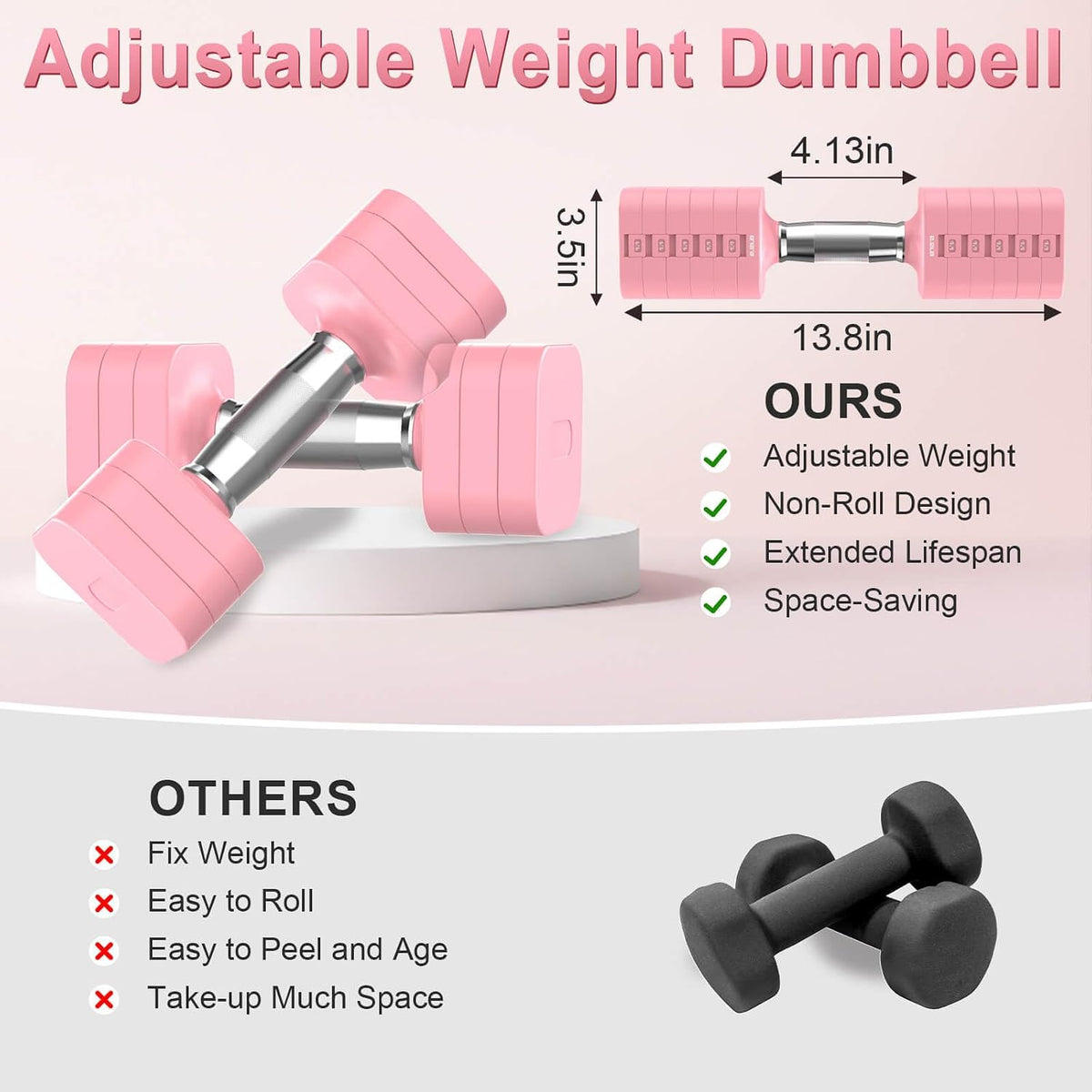 30.8LB Adjustable Dumbbell Set, Hand Weights Set for Home Gym