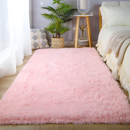 Pink Rug for Girls Bedroom 5x7 - Soft Fluffy Kids Bedroom Carpet