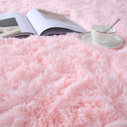 Pink Rug for Girls Bedroom 5x7 - Soft Fluffy Kids Bedroom Carpet