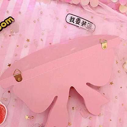 Kawaii Wood Floating Shelf Wall Decor Room Decor Kawaii Pink Room Decor (Pink)