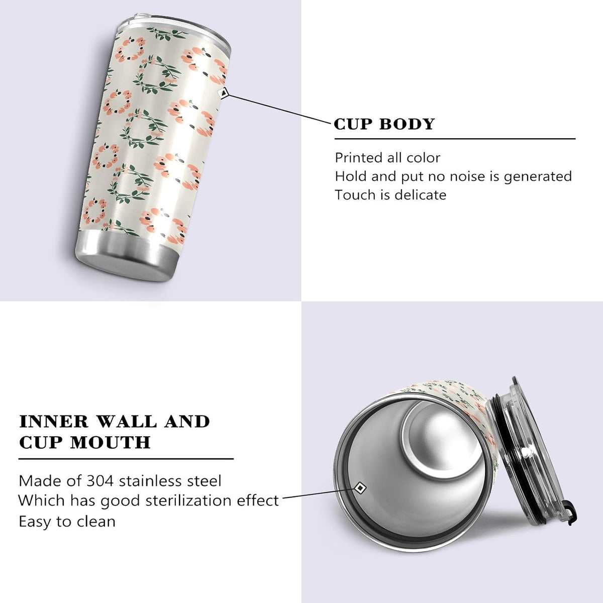 Peach Wreath Pattern 11oz Tumbler with Lid, Stainless Steel Vacuum Insulated Travel Mug, Double Wall Leakproof Coffee Cup, Travel Flask Includes 2 Straws for Hot and Cold Drinks
